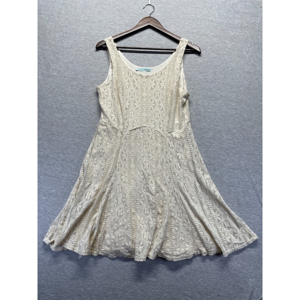 Maurices Mini Tank Dress Womens Large Cream Intricate Lace Sleeveless Scoop Neck